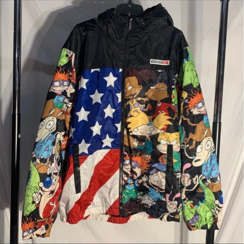 Members Only Nickelodeon Characters Jacket Black Mens‎ Sizes